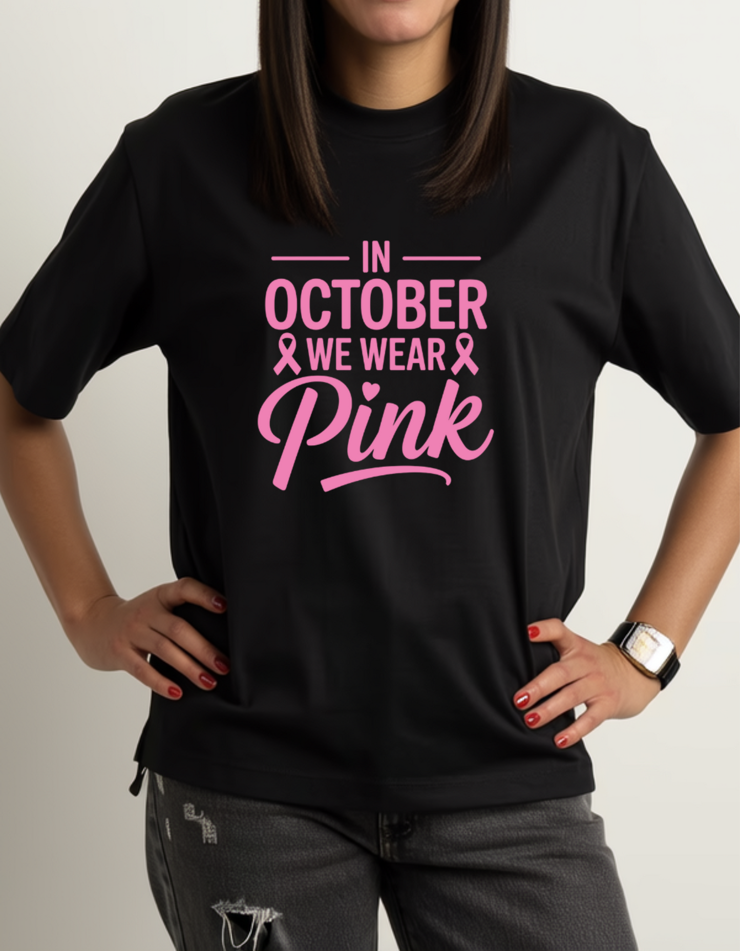 In October We Wear Pink Women’s T-Shirt – Breast Cancer Awareness Shirt
