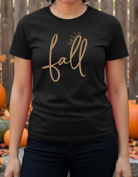 Hello Fall Women’s T-Shirt – Cute Autumn Graphic Tee for Pumpkin Season